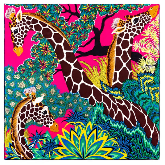 Women's Three Giraffes Print Square Scarves