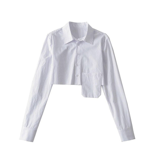 Women's Button Up Cropped Shirts w/ Pocket