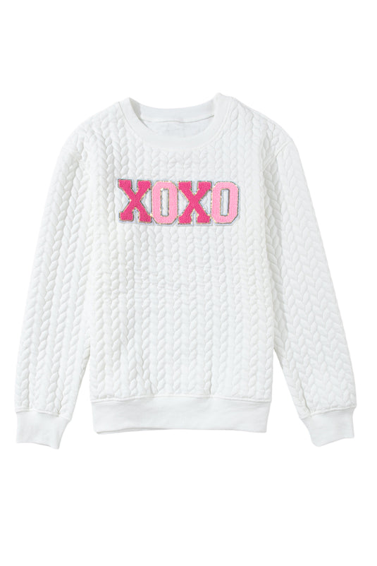 White Merry and Bright Quilted Sweatshirt