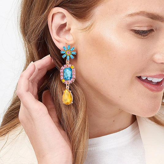 Colorful Daisy Flower Drop Earrings