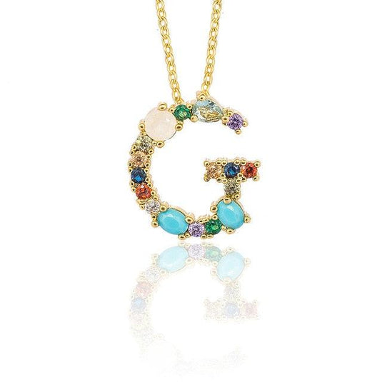 Multicolor Letter Charm Pendant Necklace