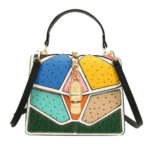 Colorful hand-held small square bag w/ single shoulder