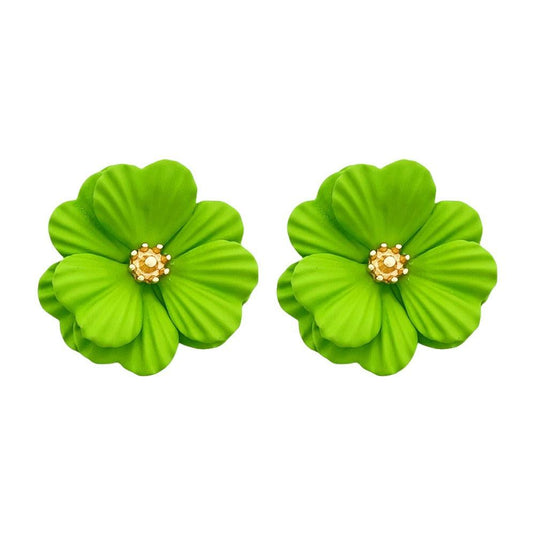 Green Flower Earrings