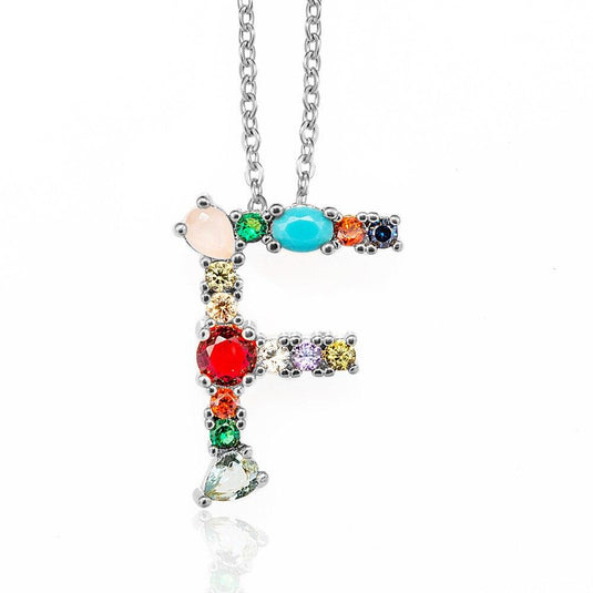 Multicolor Letter Charm Pendant Necklace