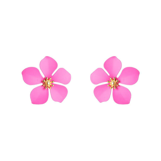 Painted Tropical Flower Stud Earrings