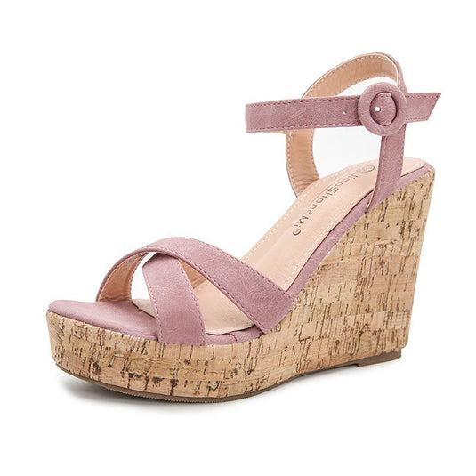 Women's Heel Wedge Sandals w/ Buckle Strap