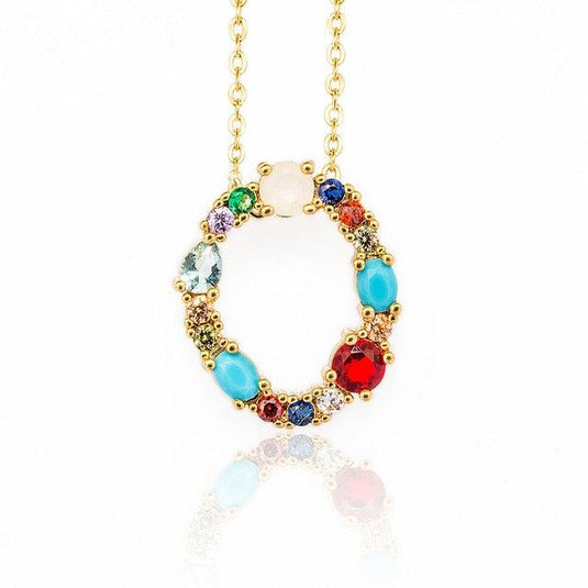 Multicolor Letter Charm Pendant Necklace