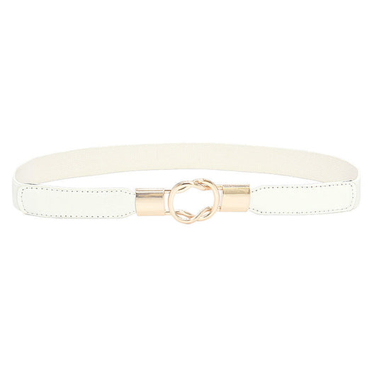 Women's Elastic Waist Metal Snap On Belt