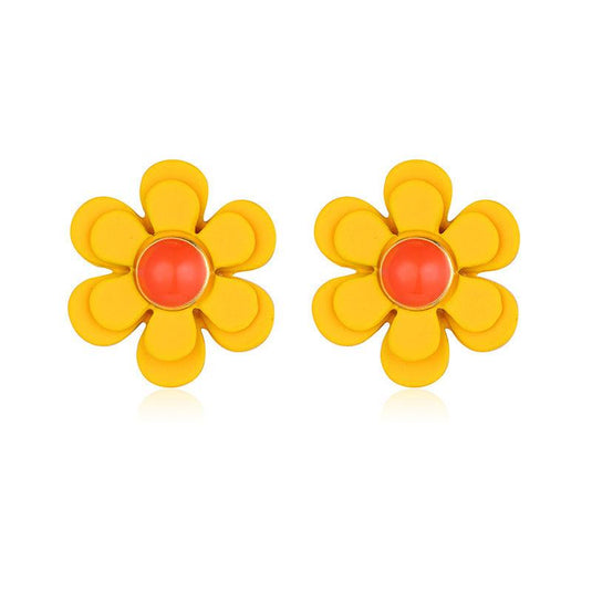 Fresh Yellow Flower Stud Earrings