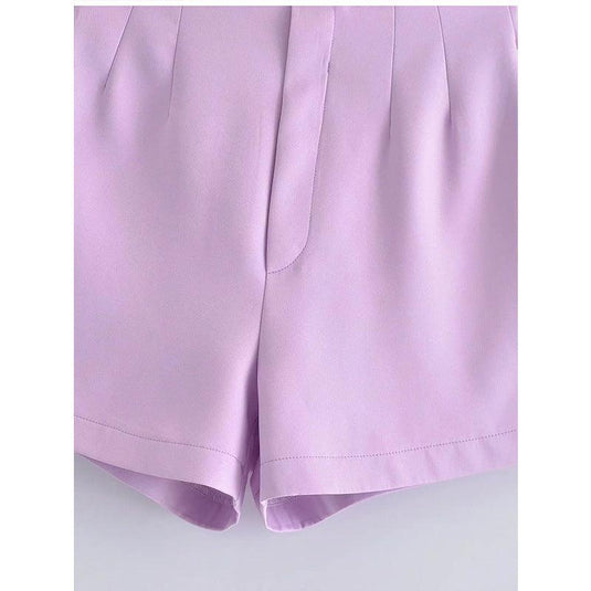 Women's Purple High Waist Casual Shorts