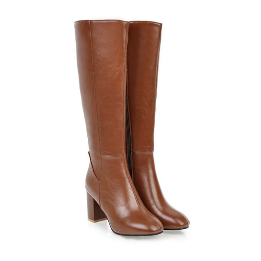 Women's British Style Thick Soled High-Heeled Boots