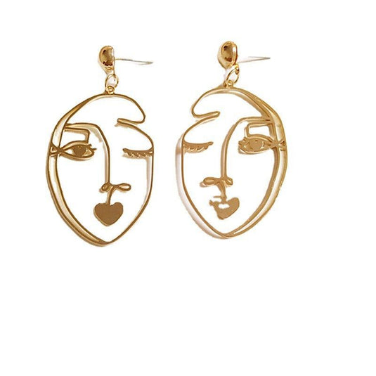 Hollow Face Drop Earrings