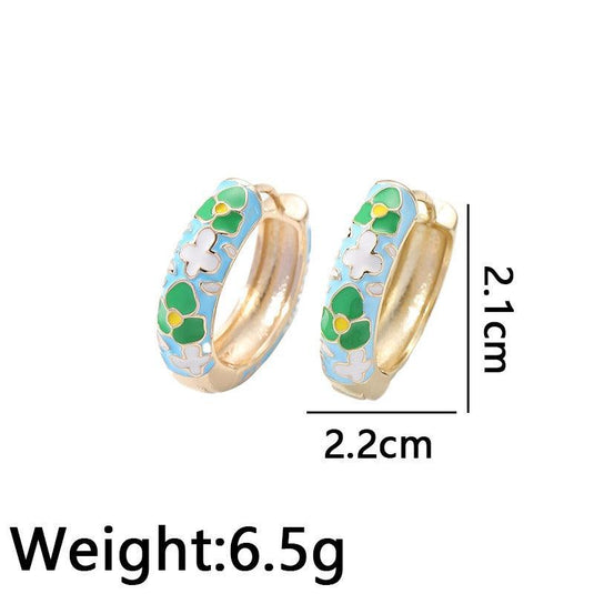 Multicolor Dripping Oil Flower Earrings for Women