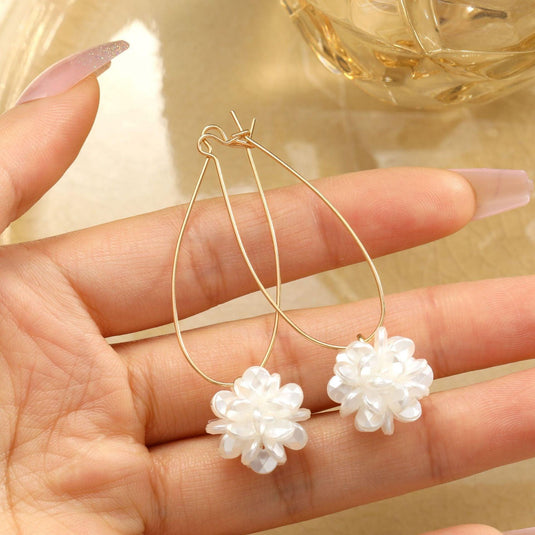 White Camellia Flower Earrings