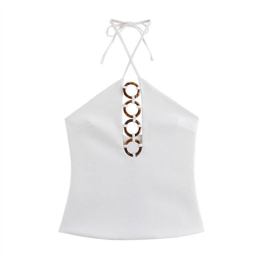 White Two-Piece top + skirt set w/ decorative accessories