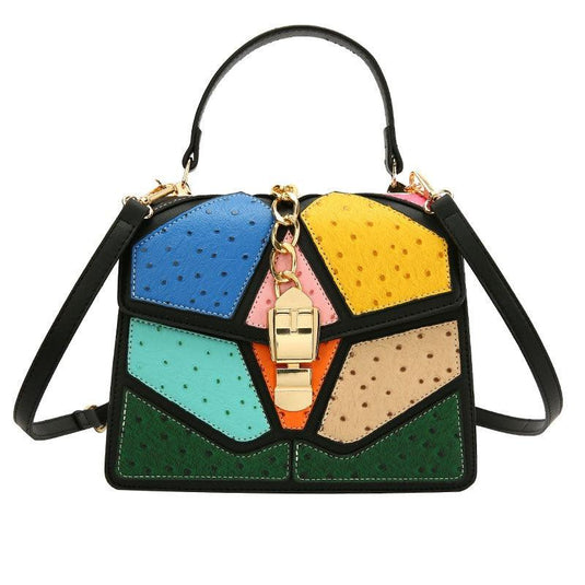 Colorful hand-held small square bag w/ single shoulder