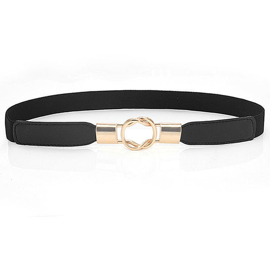 Women's Elastic Waist Metal Snap On Belt