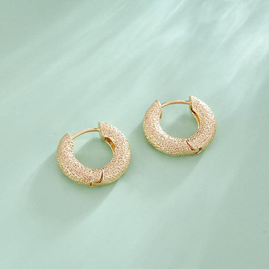 Simple Round Textured Mini Hoop Earring