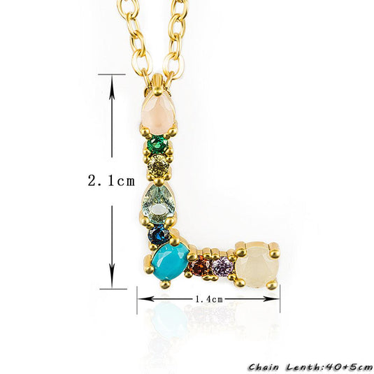 Multicolor Letter Charm Pendant Necklace