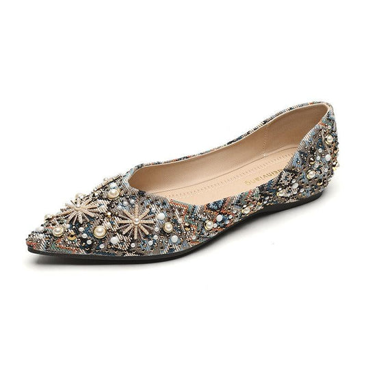 Retro Flat Women's Shoes w/sequin studs