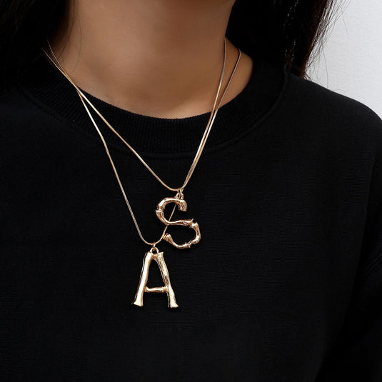 Large Alphabet Initial Letter Pendant Necklace