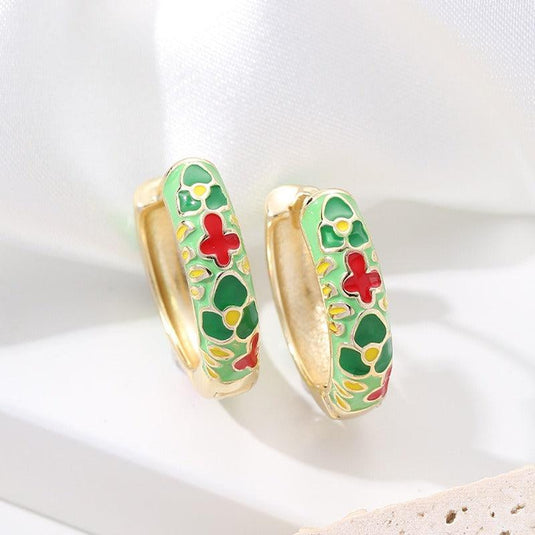 Multicolor Dripping Oil Flower Earrings for Women