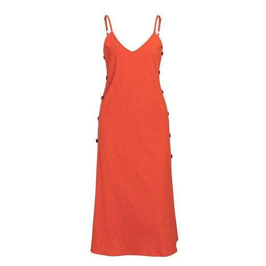 Women's Spaghetti Strap Midi Dress w/ v-neck