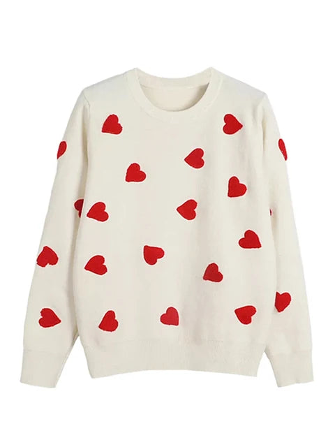 Women's Love Heart Embroidery Sweatshirt