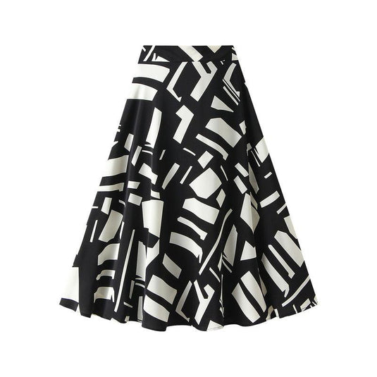 Women's Geometric Chiffon Skirt - Mid-Length