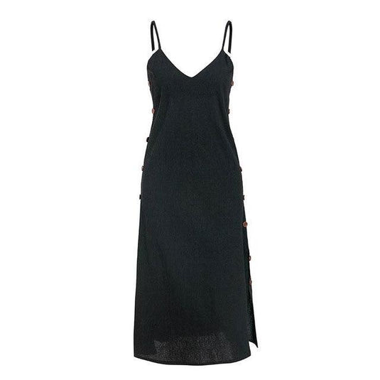 Women's Spaghetti Strap Midi Dress w/ v-neck