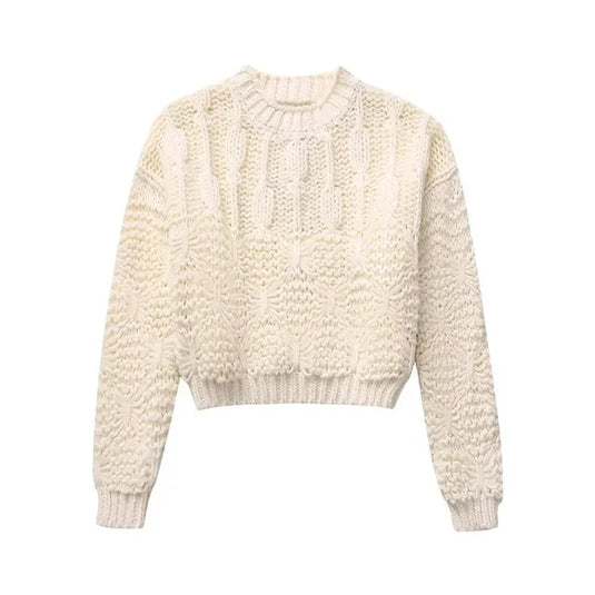 Beige Knitted Women's Sweater