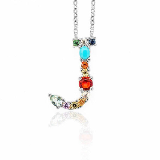 Multicolor Letter Charm Pendant Necklace