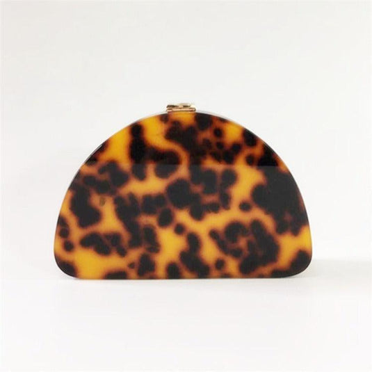 Leopard Print Semicircle Acrylic Clutch