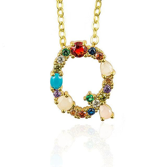 Multicolor Letter Charm Pendant Necklace