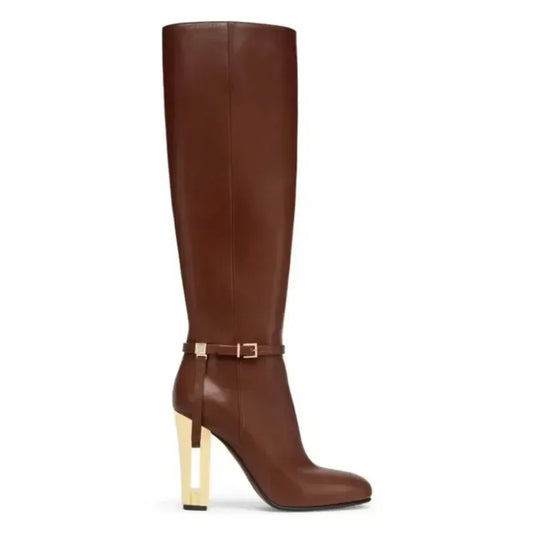 Women's Hollowed Out Thick High Heel Boots