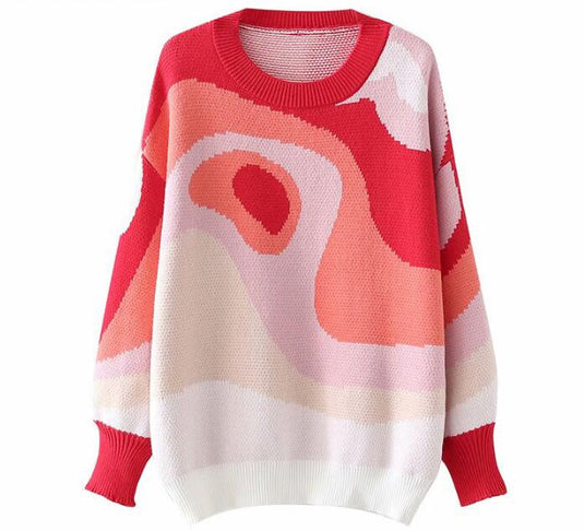 Women's Retro O-Neck Knitted Pullover Sweater