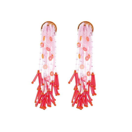 Zvoijio Beaded Long Tassel Earrings