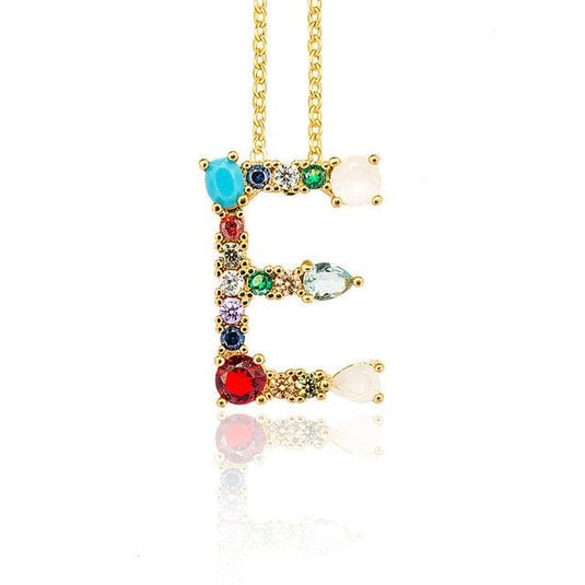 Multicolor Letter Charm Pendant Necklace