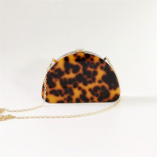 Leopard Print Semicircle Acrylic Clutch