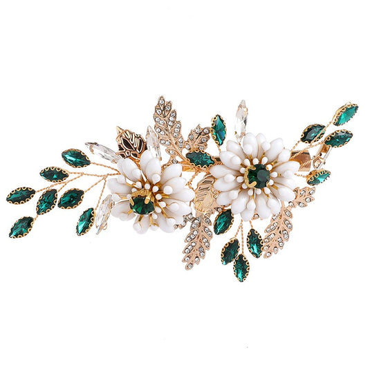 Women's White Flower Rhinestone Hairpin