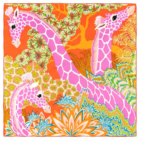 Women's Three Giraffes Print Square Scarves