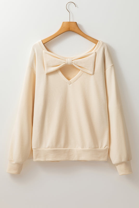 Pale Chestnut Bowknot Dewback Round Neck Sweatshirt