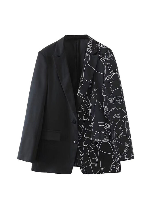 Women's Casual Blazer Half Print