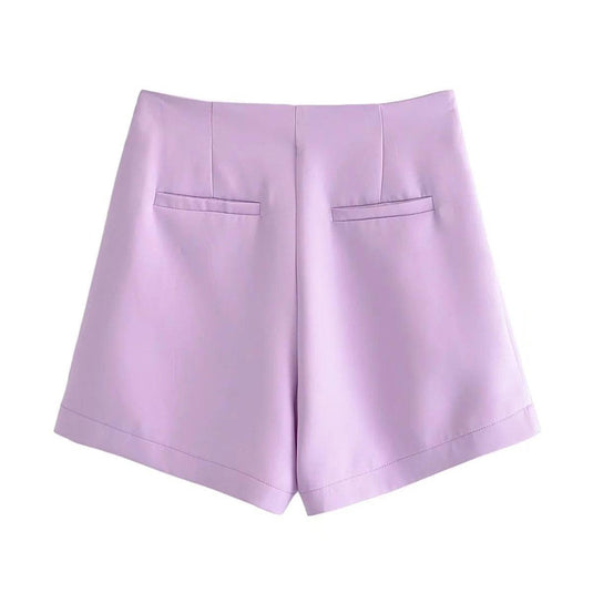 Women's Purple High Waist Casual Shorts