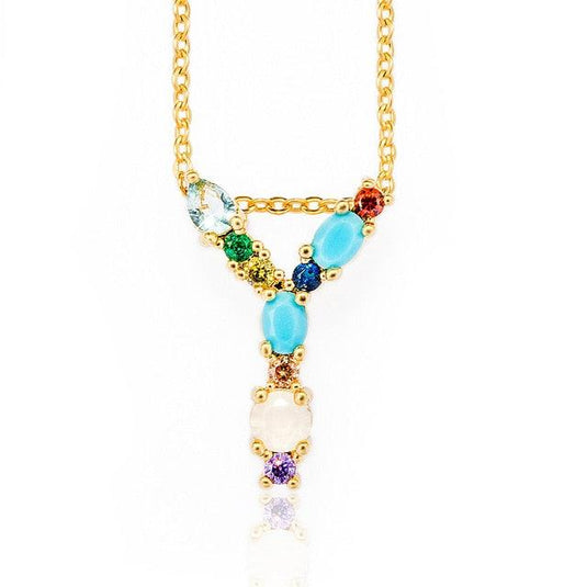 Multicolor Letter Charm Pendant Necklace