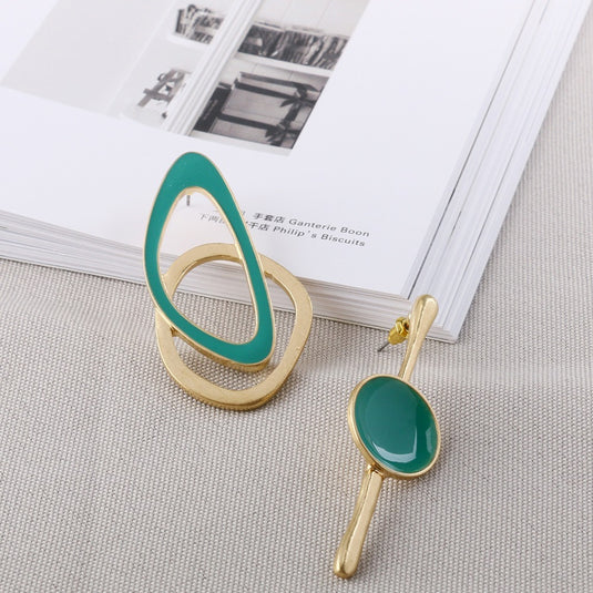 Colorful Asymmetric Geometric Earrings