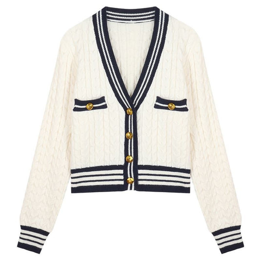 Striped Knitwear Slim Cardigan