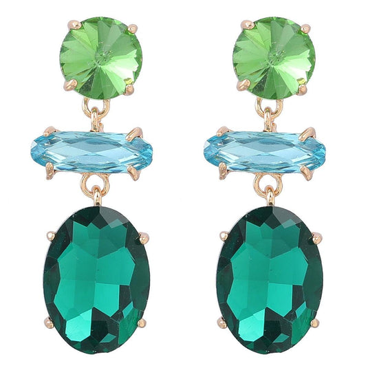 Multi-Layered Colored Diamond Earrings