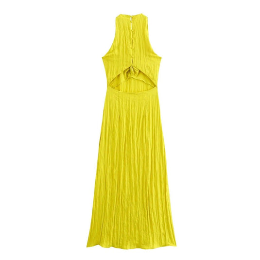 Bright V-neck w/ front twisted slim fit dress