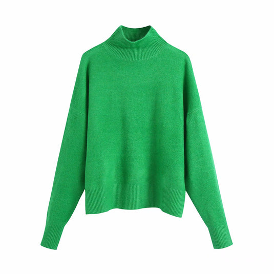 Bold Solid Color Knit Sweater